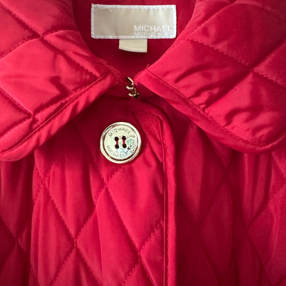 Michael Kors Red Quilted Jacket Medium - Picture 7 of 10